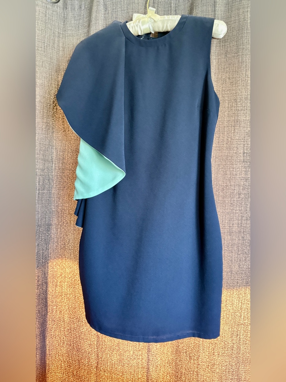 Sugarlips Navy Dress with Mint Ruffle Detail
